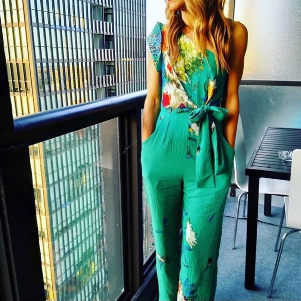 Eva Franco Anthropologie One Shoulder Jumpsuit, Size 6